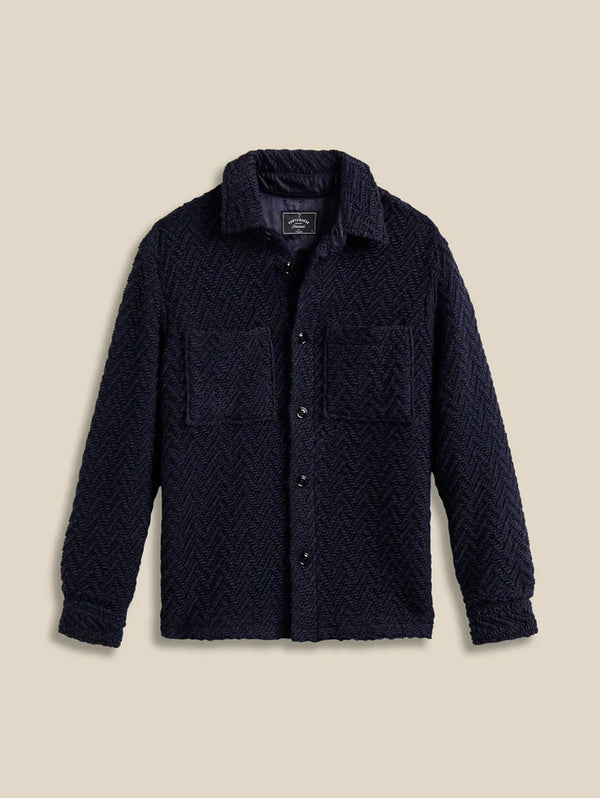 Knitted Herringbone Overshirt - Navy-PORTUGUESE FLANNEL-Over the Rainbow