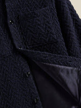 Knitted Herringbone Overshirt - Navy-PORTUGUESE FLANNEL-Over the Rainbow