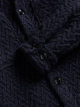 Knitted Herringbone Overshirt - Navy-PORTUGUESE FLANNEL-Over the Rainbow