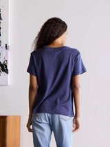 Suke Heart Contrast Tee - Indigo-KERRI ROSENTHAL-Over the Rainbow