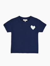 Suke Heart Contrast Tee - Indigo-KERRI ROSENTHAL-Over the Rainbow