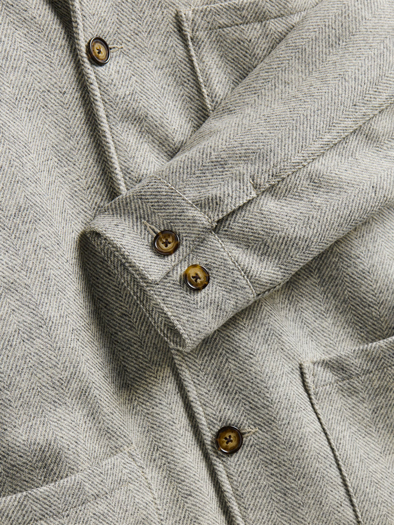 Labura Herringbone Wool Jacket - Light Grey-PORTUGUESE FLANNEL-Over the Rainbow