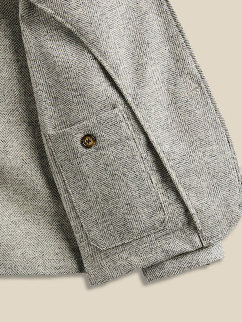 Labura Herringbone Wool Jacket - Light Grey-PORTUGUESE FLANNEL-Over the Rainbow