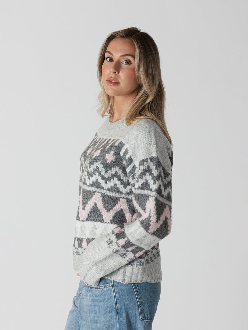 Landen Pullover - Grey/Pink-LYLA+LUXE-Over the Rainbow