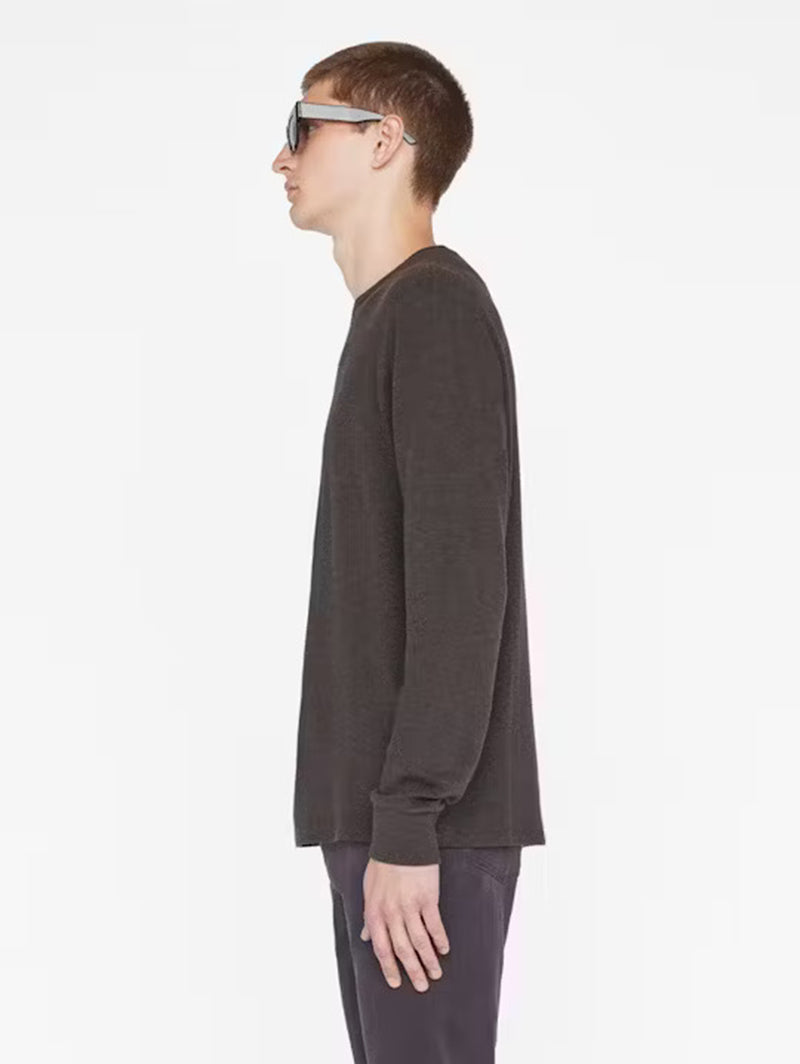 Duo Fold Long Sleeve Crew Top - Heather Espresso-FRAME-Over the Rainbow