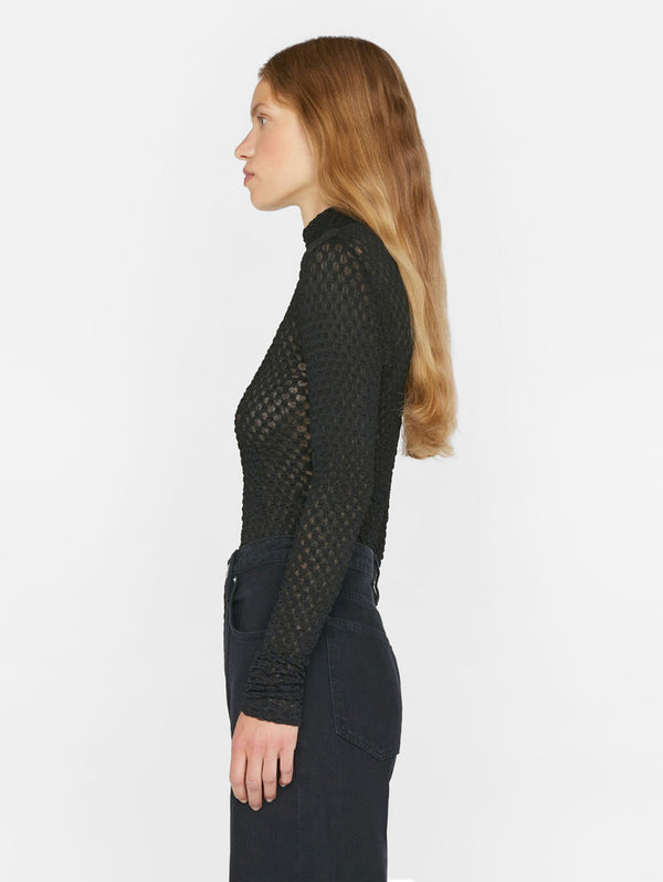 Mesh Turtleneck Top - Noir-FRAME-Over the Rainbow