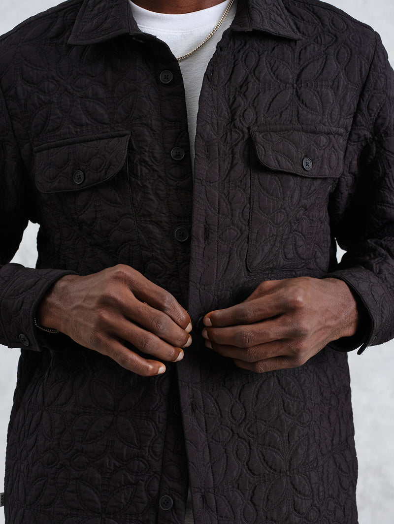 Lomond Overshirt - Black Petal Quilt-Wax London-Over the Rainbow