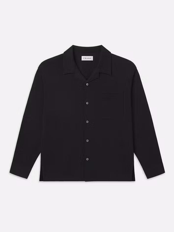 Duo Fold Relaxed Shirt - Black-FRAME-Over the Rainbow