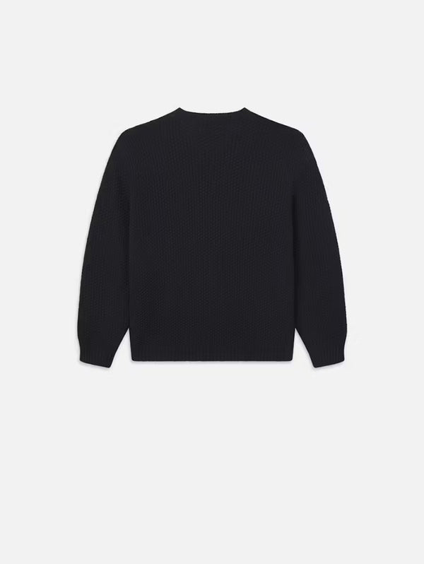 Wool Cashmere Textured Sweater - Dark Navy-FRAME-Over the Rainbow