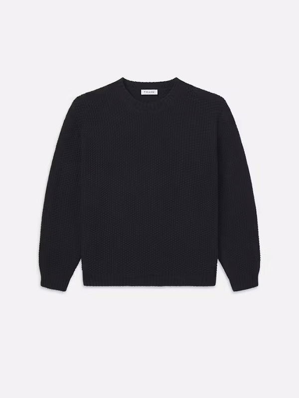 Wool Cashmere Textured Sweater - Dark Navy-FRAME-Over the Rainbow