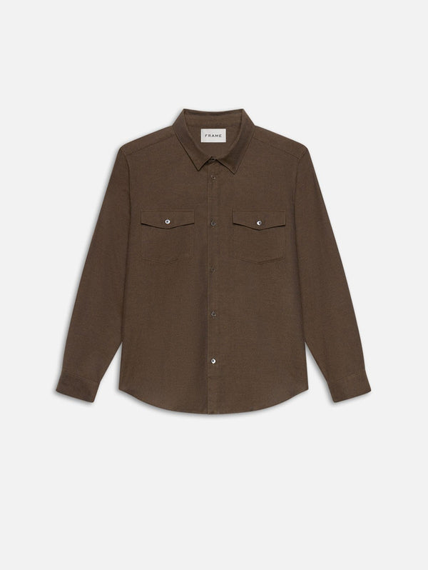 Double Pocket Wool Blend Overshirt - Soft Mocha-FRAME-Over the Rainbow