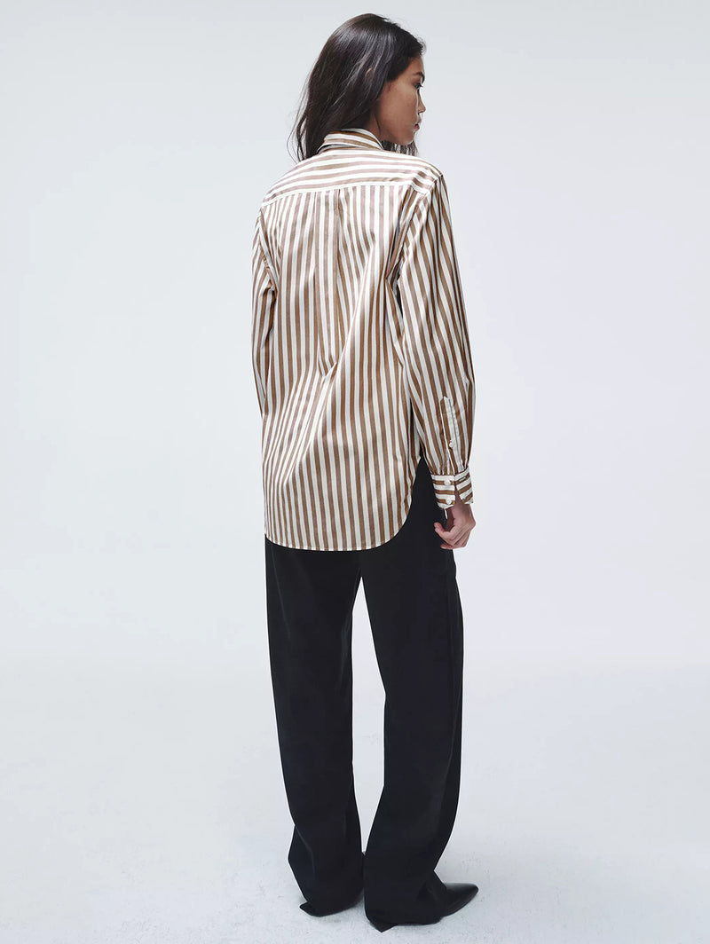 Maxine Stipe Shirt - Brown Stripe-RAG + BONE-Over the Rainbow