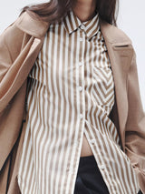 Maxine Stipe Shirt - Brown Stripe-RAG + BONE-Over the Rainbow