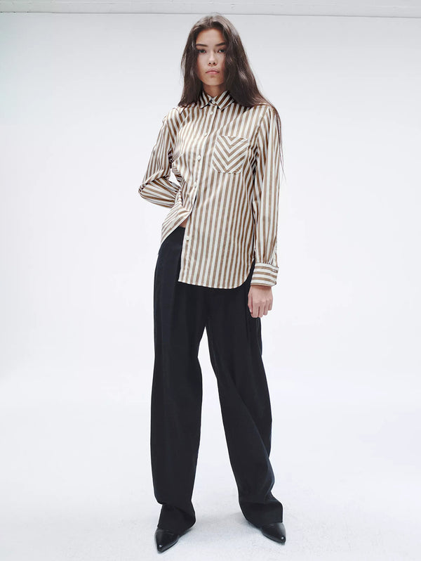 Maxine Stipe Shirt - Brown Stripe-RAG + BONE-Over the Rainbow