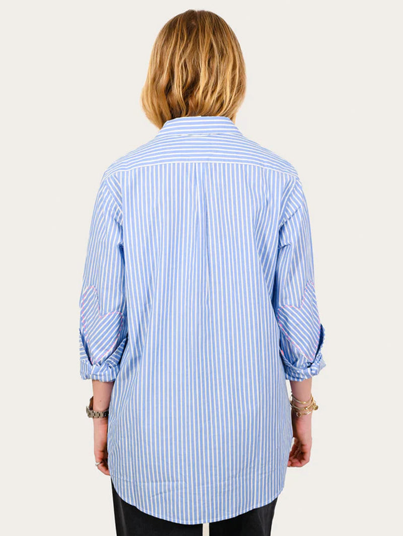 Mia Stripe Shirt - Blue-KERRI ROSENTHAL-Over the Rainbow