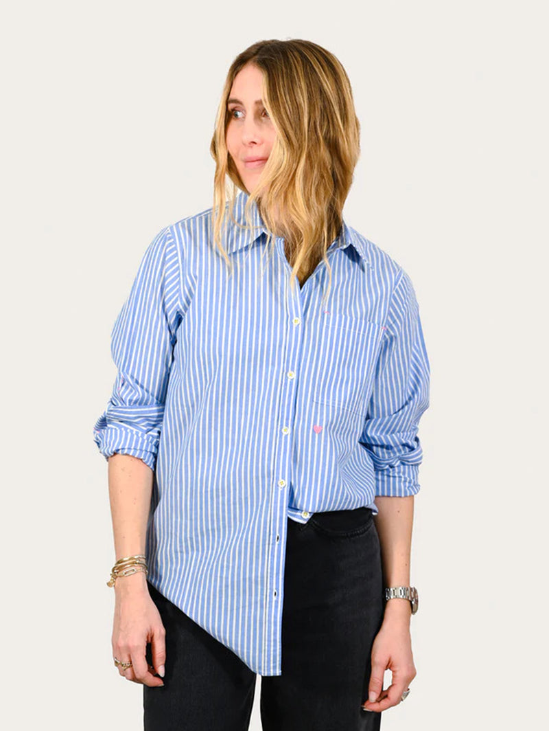 Mia Stripe Shirt - Blue-KERRI ROSENTHAL-Over the Rainbow