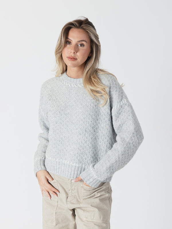 Nika Crewneck - Light Grey-LYLA+LUXE-Over the Rainbow