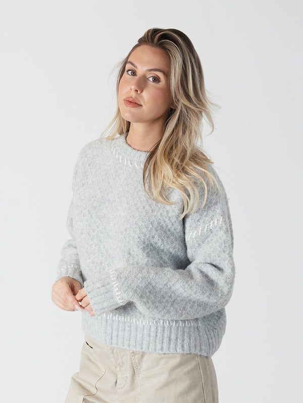 Nika Crewneck - Light Grey-LYLA+LUXE-Over the Rainbow