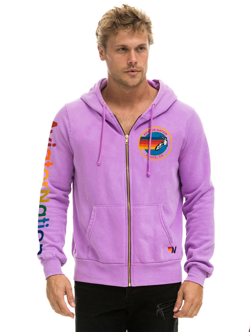 Aviator Nation Zip Logo Hoodie - Neon Purple-AVIATOR NATION-Over the Rainbow