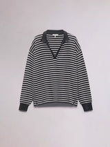 Knit Stripe Polo - Black/White-RAG + BONE-Over the Rainbow