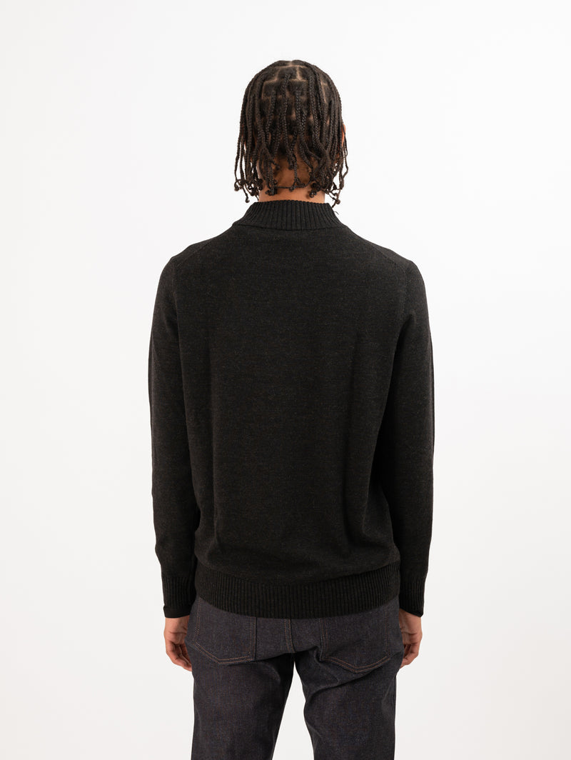 Extra-Fine Merino Mock Neck Sweater - Granite Melange-Patrick Assaraf-Over the Rainbow