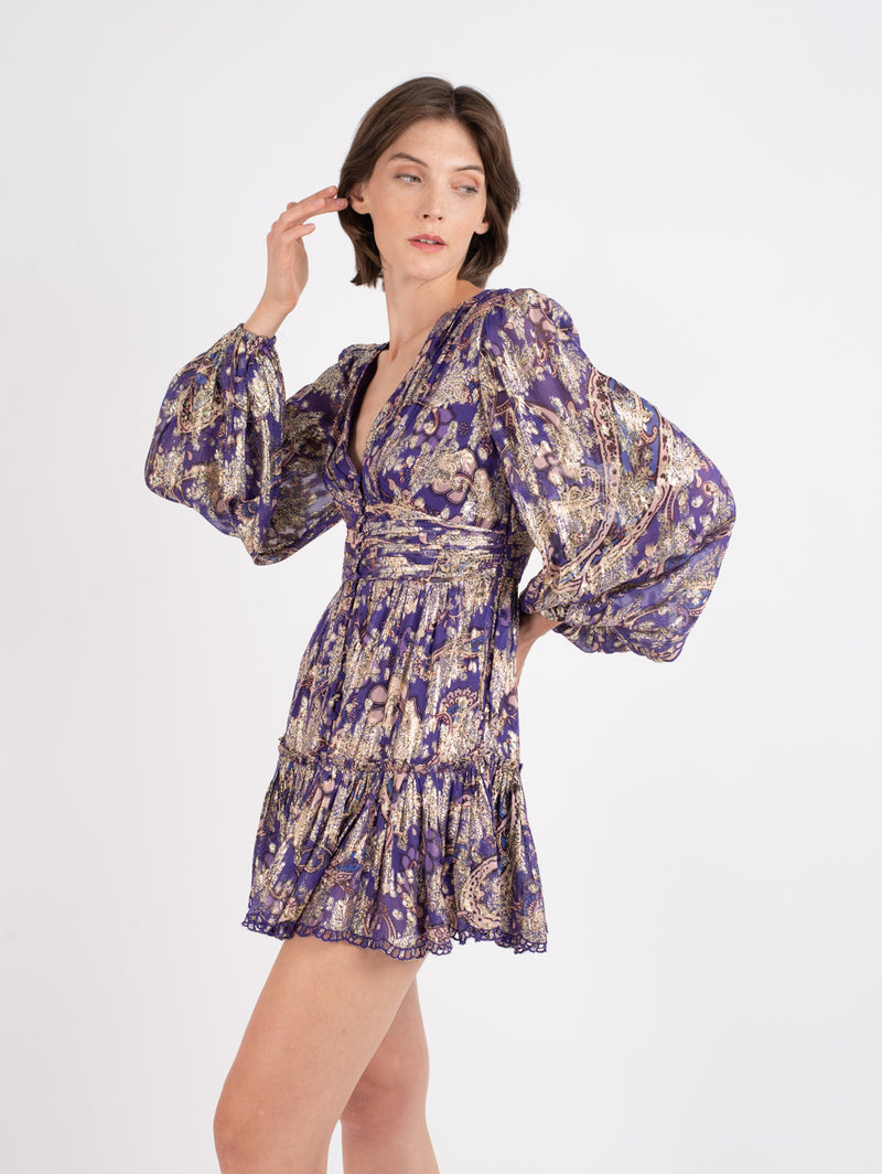 Viha Mini Dress - Purple-HEMANT&NANDITA-Over the Rainbow