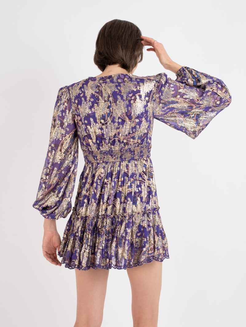 Viha Mini Dress - Purple-HEMANT&NANDITA-Over the Rainbow