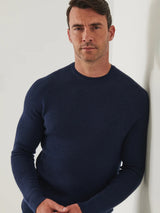 Merino Wool Ribbed Crew Sweater - Cosmos Blue-Patrick Assaraf-Over the Rainbow