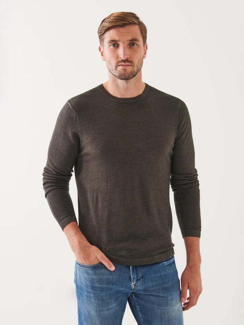 Extra-Fine Merino Vintage Wash Crewneck - Dusky Green-Patrick Assaraf-Over the Rainbow