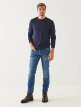 Extra-Fine Merino Vintage Wash Sweater - Dark Navy-Patrick Assaraf-Over the Rainbow