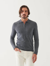 Extra-Fine Merino 1/4 Zip Sweater - Graphite-Patrick Assaraf-Over the Rainbow