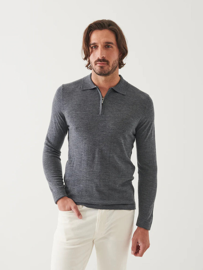 Extra-Fine Merino 1/4 Zip Sweater - Graphite-Patrick Assaraf-Over the Rainbow