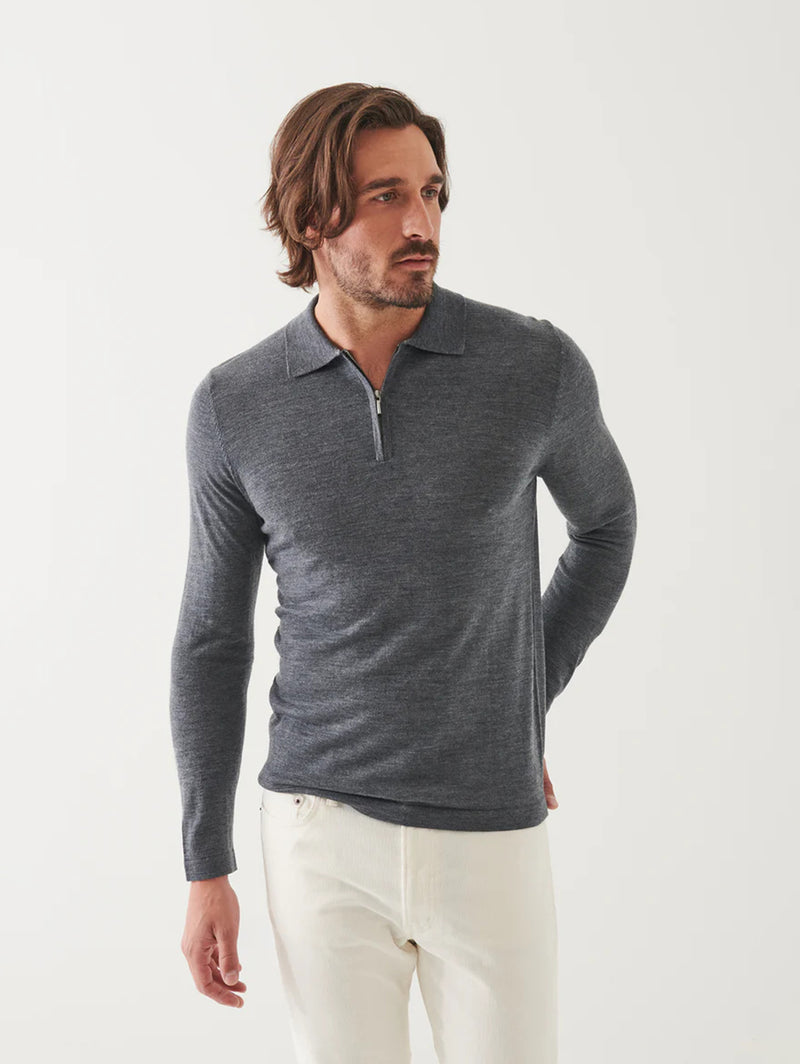 Extra-Fine Merino 1/4 Zip Sweater - Graphite-Patrick Assaraf-Over the Rainbow