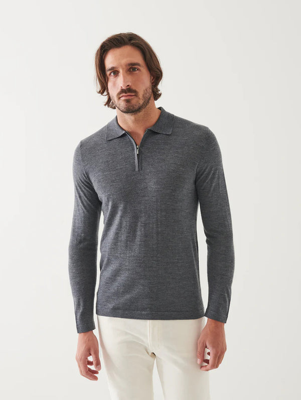 Extra-Fine Merino 1/4 Zip Sweater - Graphite-Patrick Assaraf-Over the Rainbow