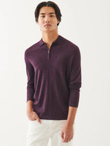 Extra-Fine Merino 1/4 Zip Polo - Bordeaux-Patrick Assaraf-Over the Rainbow