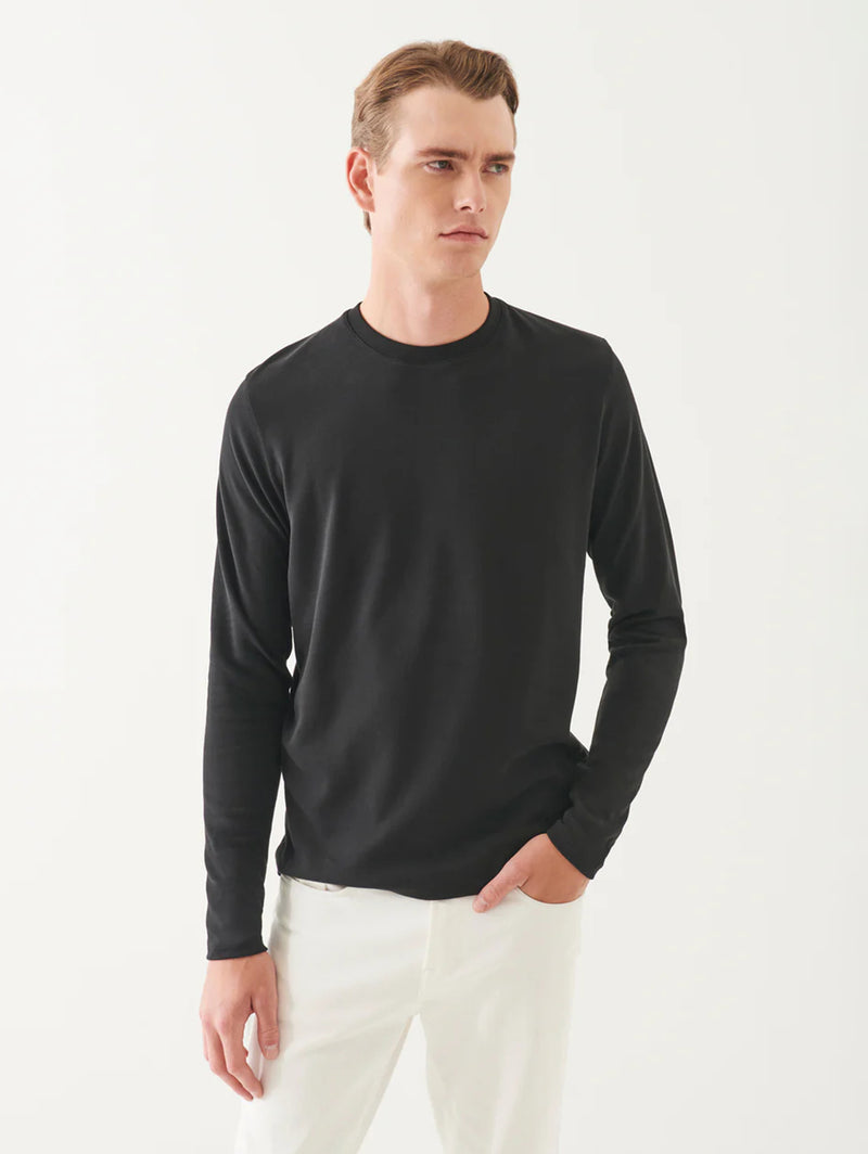 Pima Cotton Stretch Long Sleeve T-Shirt - Black-Patrick Assaraf-Over the Rainbow