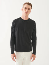 Pima Cotton Stretch Long Sleeve T-Shirt - Black-Patrick Assaraf-Over the Rainbow