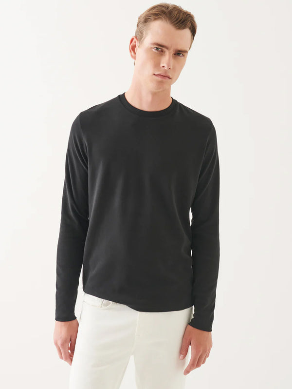 Pima Cotton Stretch Long Sleeve T-Shirt - Black-Patrick Assaraf-Over the Rainbow