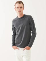 Pima Cotton Stretch Brushed Long Sleeve T-Shirt - Soot-Patrick Assaraf-Over the Rainbow