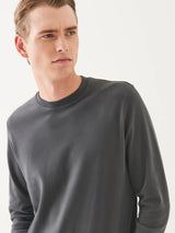 Pima Cotton Stretch Brushed Long Sleeve T-Shirt - Soot-Patrick Assaraf-Over the Rainbow