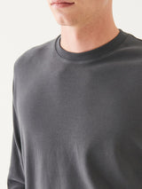 Pima Cotton Stretch Brushed Long Sleeve T-Shirt - Soot-Patrick Assaraf-Over the Rainbow