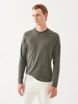 Pima Cotton Brushed Long Sleeve Tee - Thyme-Patrick Assaraf-Over the Rainbow