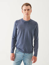 Pima Cotton Vintage Wash Long Sleeve Tee - Storm-Patrick Assaraf-Over the Rainbow