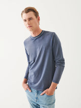 Pima Cotton Vintage Wash Long Sleeve Tee - Storm-Patrick Assaraf-Over the Rainbow