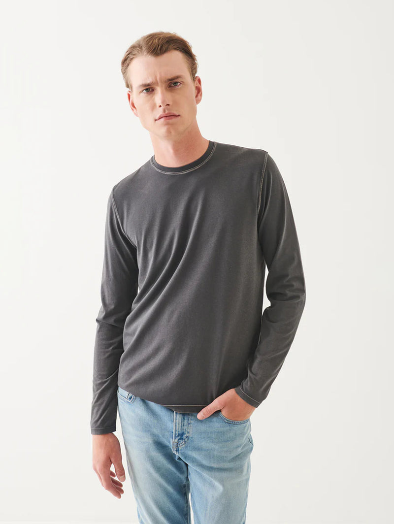 Pima Cotton Vintage Wash Long Sleeve Tee - Thyme-Patrick Assaraf-Over the Rainbow