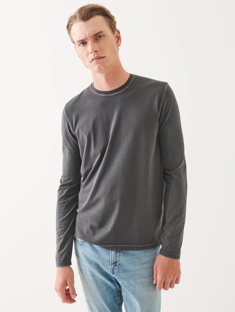 Pima Cotton Vintage Wash Long Sleeve Tee - Thyme-Patrick Assaraf-Over the Rainbow