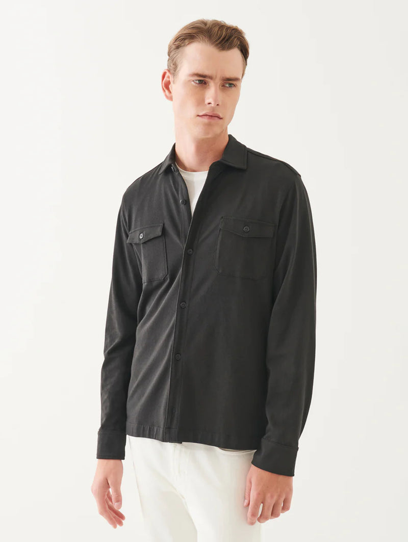 Pima Cotton Stretch Overshirt - Black-Patrick Assaraf-Over the Rainbow