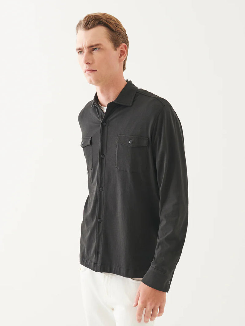 Pima Cotton Stretch Overshirt - Black-Patrick Assaraf-Over the Rainbow