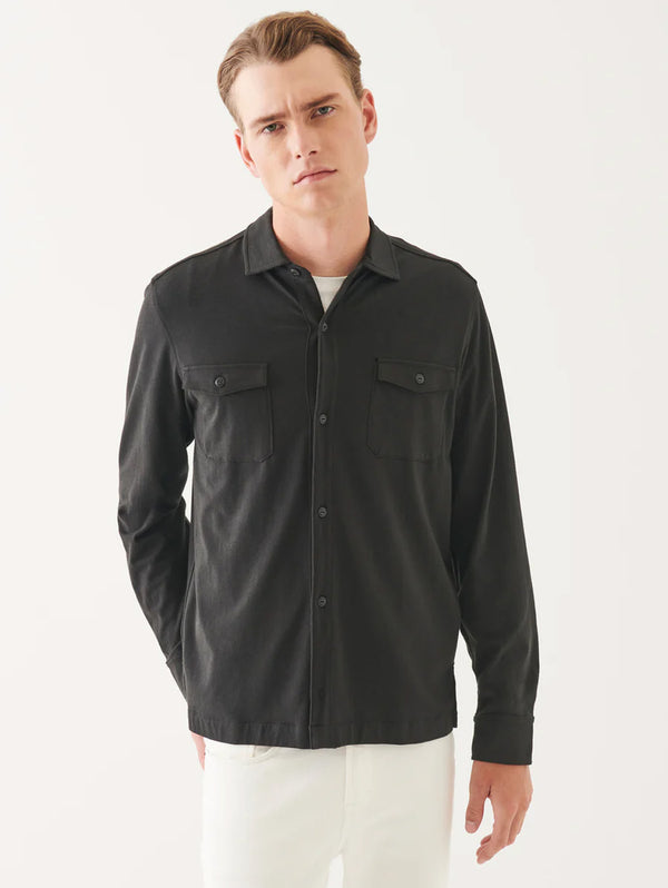 Pima Cotton Stretch Overshirt - Black-Patrick Assaraf-Over the Rainbow