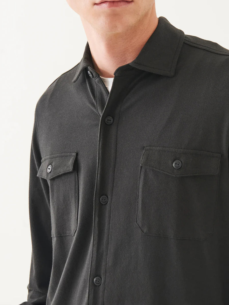 Pima Cotton Stretch Overshirt - Black-Patrick Assaraf-Over the Rainbow